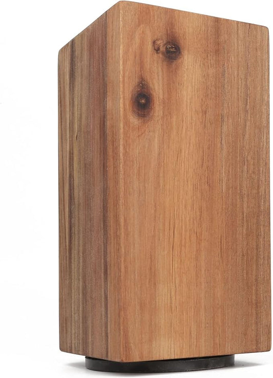 Resafy Magnetic Knife Wooden Block 360 Rotatable Knife Holder Rack with Strong Enhanced Magnets, Acacia Wood & Stainless Steel, Modern Black Style