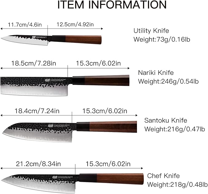 FINDKING Dynasty Series 4PCS Kitchen Knife Set, Professional Japanese Chef Knife Set, 9Cr18MoV High Carbon Steel Blade, African Rosewood Octagonal Handle, for Meat, Fruits, Vegetables