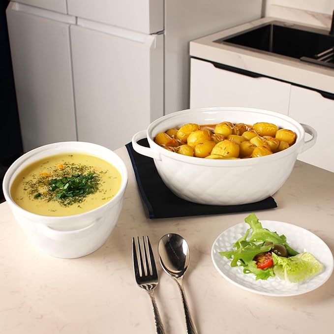 Oval Casserole Dish 1.2 Qt, French Onion Soup Ceramic Bakeware with Lids, Ceramic Cocotte, Baking Dish with Lids and Handles, Microwave, Dishwasher, Oven Safe