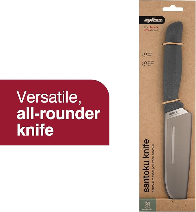 Zyliss Comfort Knife - Japanese Stainless Steel Blade - Non-Slip Contoured Handle for All Hand Sizes - Kitchen Tools with Safety Kitchen Blade Guards - Dishwasher Safe - 5.9" Santoku Knife