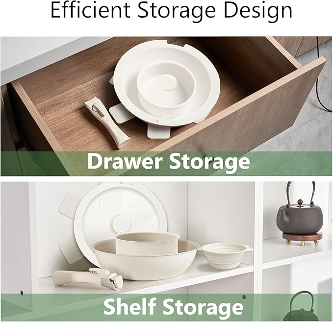 Pots and Pans Set Non Stick (White-7p)