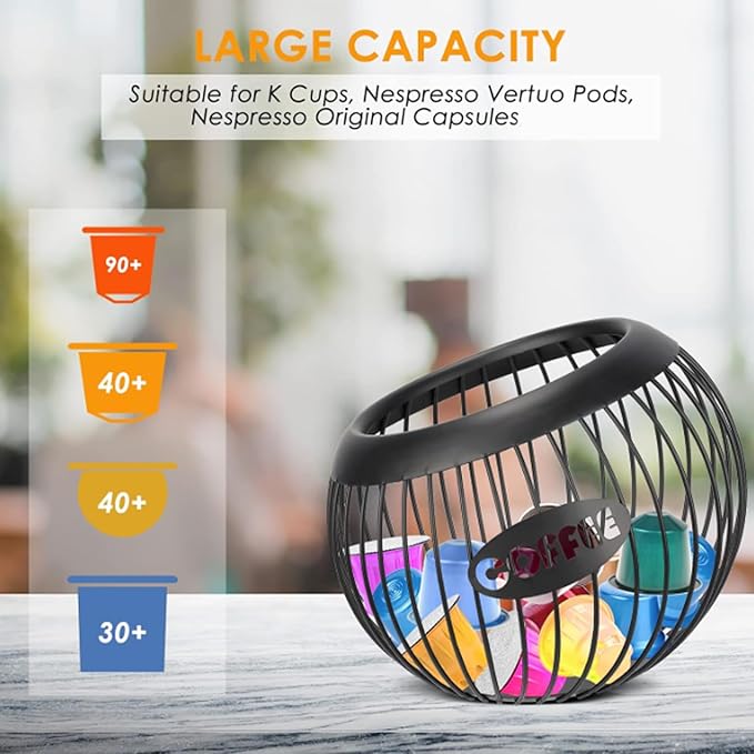 YYW Coffee Pod Holder - Large capacity k cup holder,easy to access and space saving design,Suitable for kitchen、living room or office area (Black)