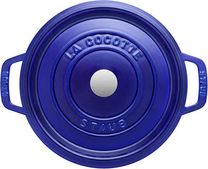 Staub Cast Iron 7-qt Round Cocotte - Dark Blue, Made in France