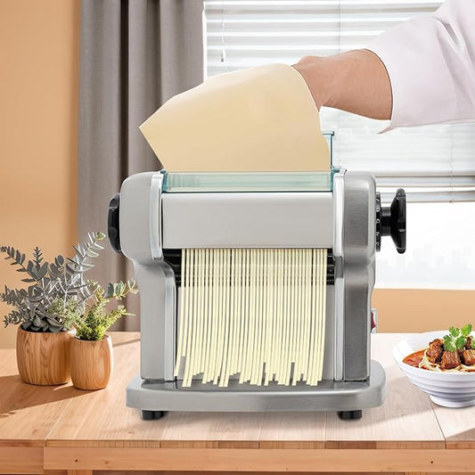 Electric Pasta Maker Machine, Automatic Noodle Maker with 9 Thickness Settings, Stainless Steel Dough Sheeter & Roller for Home, DIY Spaghetti, Lasagna