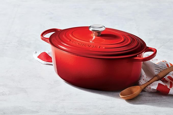 Le Creuset Enameled Cast Iron Signature Oval Dutch Oven, 9.5 qt., Cerise
