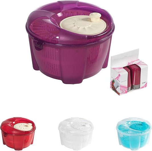 Mabel Home Salad Spinner, Salad Tosser and Mixer, 5,5 Quart, Vegetable Spinner -EXTRA Salt&Pepper Shaker inc. (Purple)