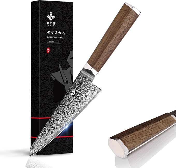 Chef Knife 6 inch, Professional Chef Knife VG 10 Damascus Super Steel 67-Layer Razor Sharp Kiritsuke Knife with Natural Wood Handle