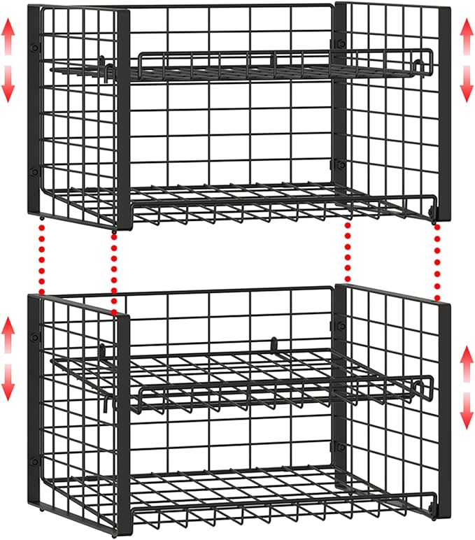 3 Tier Stackable Can Rack Organizer for Pantry, Adjustable Can Holder for Various Ounce of Canned Food Soup Goods Soda Drink, Rolling Tiered Can Dispenser for Kitchen Cupboard Cabinet, 2 Pack