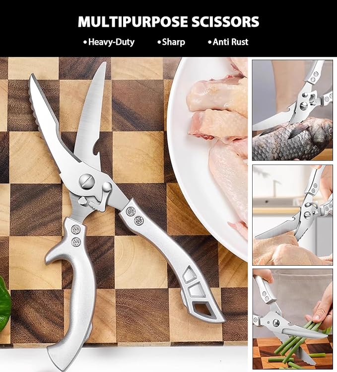 Poultry Shears, Heavy Duty Kitchen Shears With Anti-Slip Handle,Poultry Scissors for Meat, Chicken, Bone,Turkey, Fish