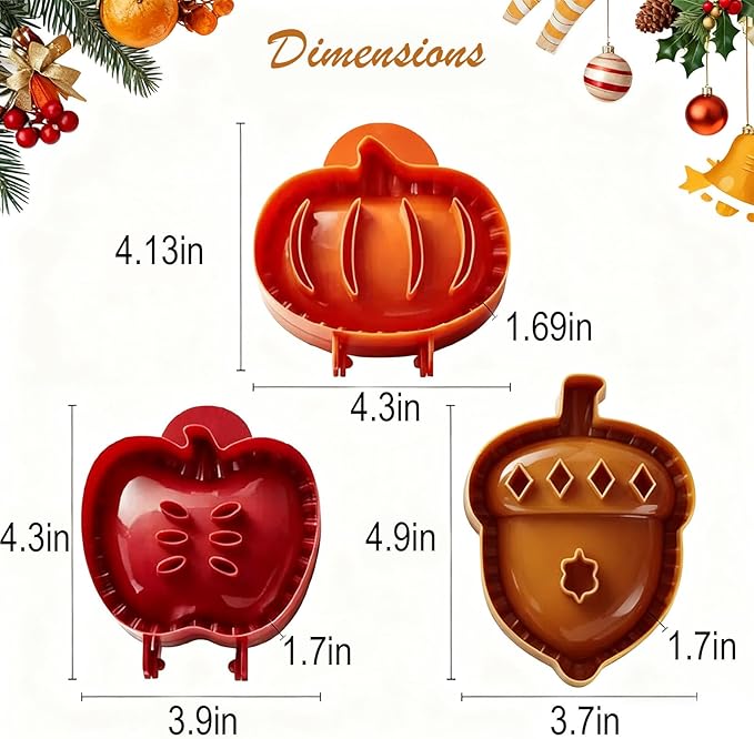Mini pie Molds for Baking, Mini Apple pie Maker, Fall Hand pie Molds –Pie Molds for Kinds of Themed Parties, Christmas, and Thanksgiving (3PC Brown). (Brown)