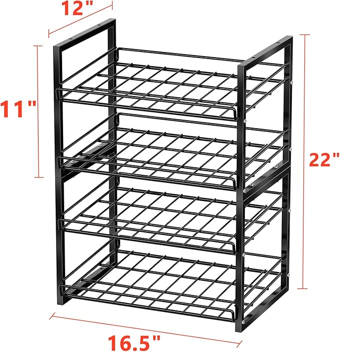 SUFAUY Stackable Pantry Can Organizers and Storage, Holds Up to 60 Cans, 2 Pack Soda Food Can Storage Rack Dispenser, Black