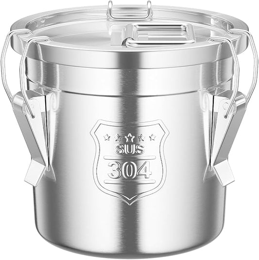 304 Stainless Steel Storage Containers with Lid, 6L/1.58gal Airtight Canister with Locking Clamps Multi-Purpose Kitchen Storager Bucket Food Jar, for Rice Cereal Flour Coffee Beans Milk (6L)