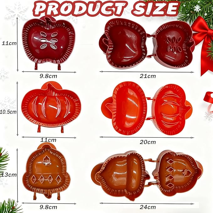 Holiday Mini Pie Mold, Christmas Dough Presser Pocket Pie Molds Fits,Party Food Apple Pie Mold, Party Potluck Hand Pie Molds, Pumpkin Cookie Cutters, for Festivals and Parties (3pcs)