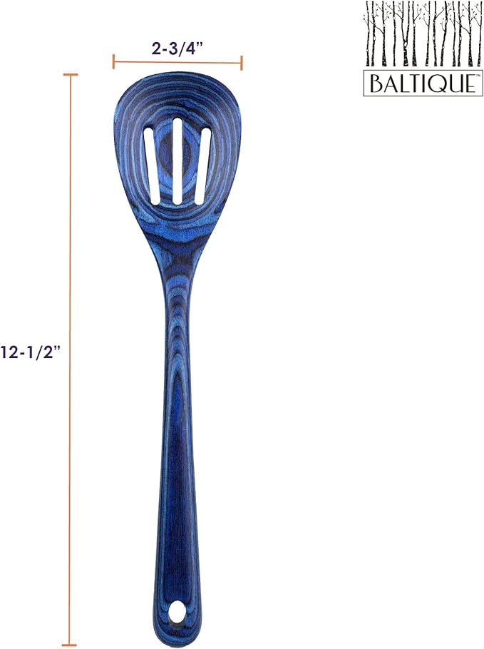 Totally Bamboo Baltique Malta Collection 12-1/2" Wooden Cooking Spoon, Safe for Nonstick, Slotted Spoon