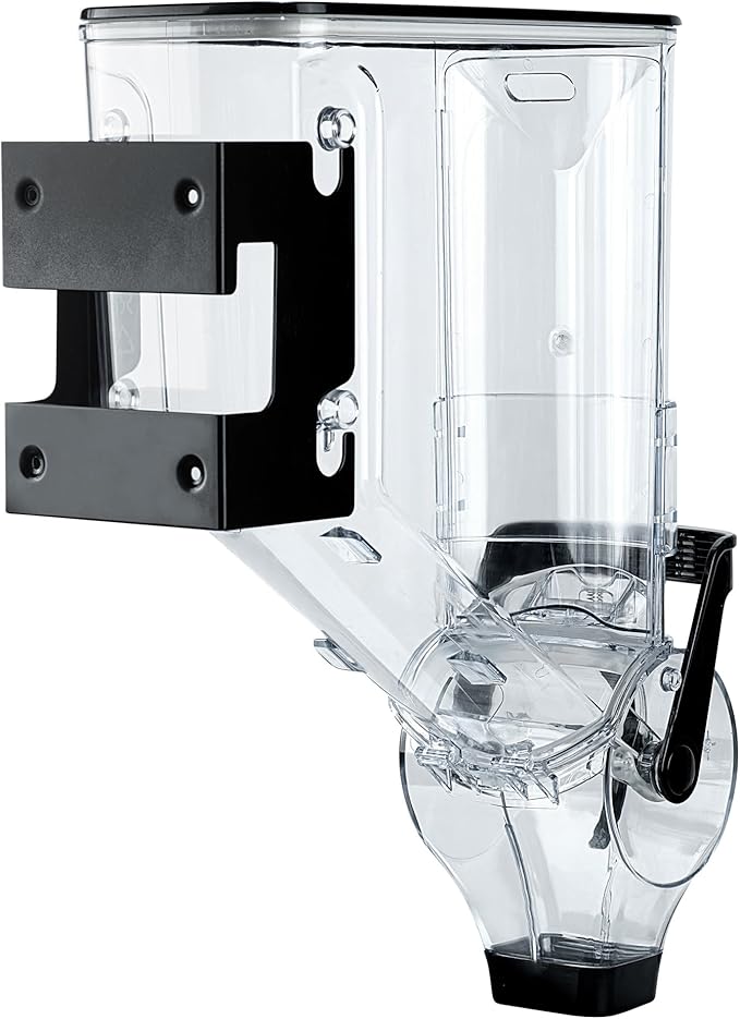 Restaurantware-Met Lux 3.4 Gallon Dry Food Dispenser, 1 Airtight Cereal Dispenser - Wall-Mounted, Single Control, 1 Black Plastic Grain Holder, For Snacks, Nuts, Or Coffee Beans
