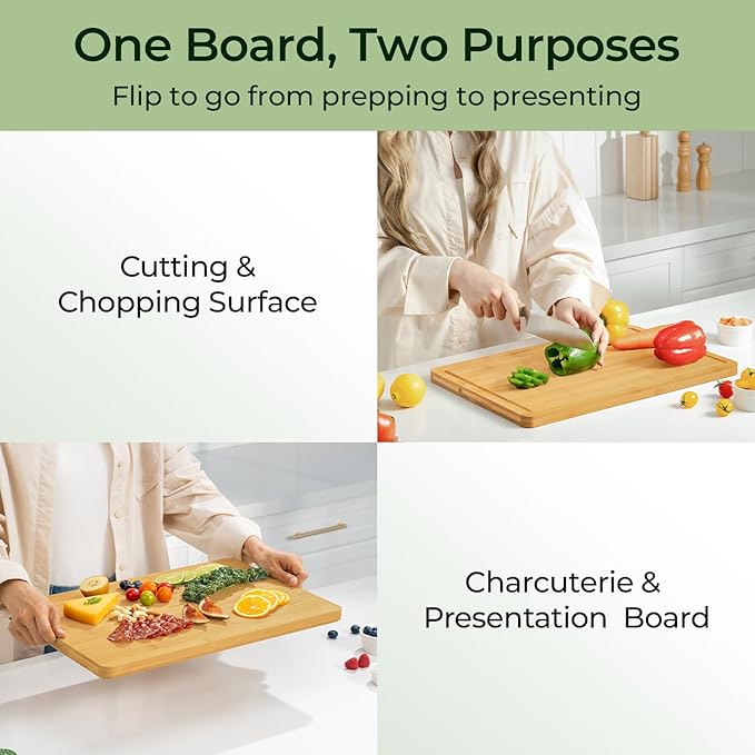 Kitchen Essentials Natural Bamboo Cutting Board XL With Durable, Knife-Friendly Surface & Deep Juice Groove β Perfect For BBQ(Pre Oiled, Natural)
