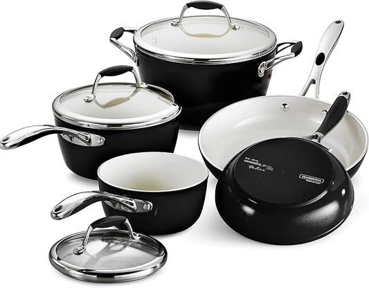 Tramontina Cookware Set Ceramic Interior 8-Piece Metallic Black, 80110/200DS