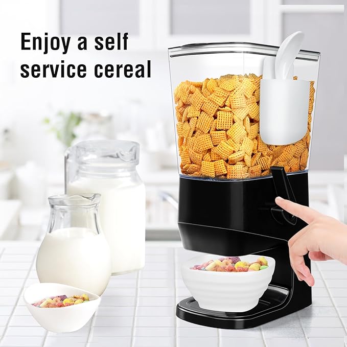 Cereal Dispenser Countertop Wath Bowls and Spoons Cereal Containers Storage for Pantry Snack Organizer Dry Food Storage Container with Lid for Kitchen Organization Oatmeal Nut Granol(Black 2 pack )