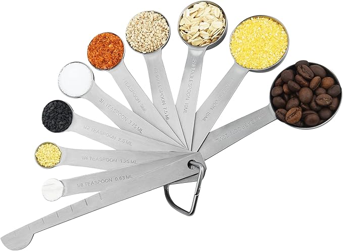 Measuring Cups and Spoons Set, 18/8 Stainless Steel Measuring Cups and Spoons Set with Leveler for Kitchen & Baking, Metric & US Measure Tools with 2/3 & 3/4 Cups