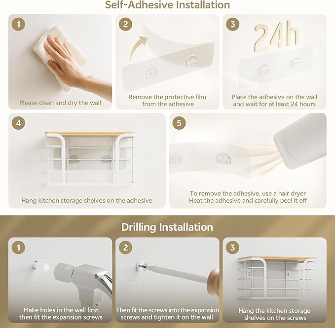 2 Pack Extra Large Stackable Pantry Organizer,Wall Mount Garbage Bag Holder Dispenser with Bamboo Top for Kitchen Laundry Room Organization,White