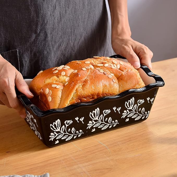 Wisenvoy Loaf Pan Bread Pan Ceramic Loaf Pans for Baking Bread Porcelain Bread Loaf Pan Nonstick Bread Pans for Baking, Grass Black