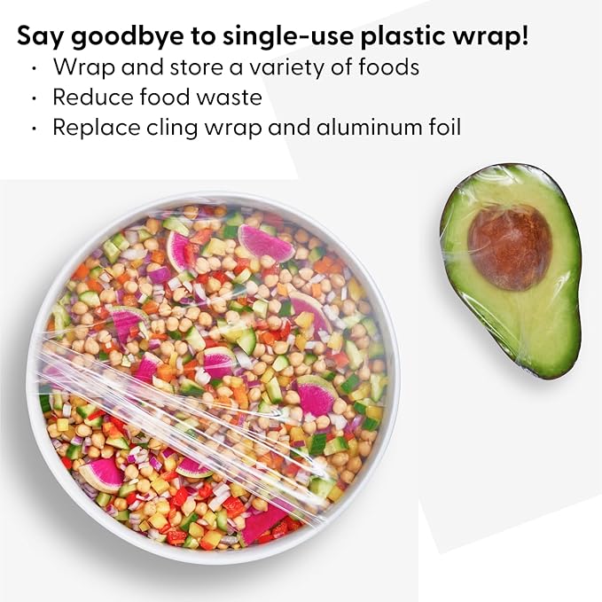 W&P Reusable Silicone Stretch Wrap, 1 Box with 3 Wraps (7x8, 10x11, 13x14), Oven, Dishwasher, Microwave & Freezer Safe, BPA Free