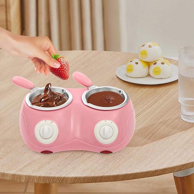 Electric Chocolate Melting Pot Gift Set, Dual Countertop Candy Maker Kit Mini Fondue Pot Kit With DIY Mold Accessories for Candy Chocolate Milk Cheese Butter Candy - Includes 9 Molds, 30+ Tools