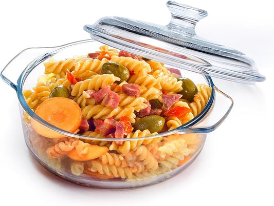 NUTRIUPS Mini Glass Casserole Dish with Lid Oven Safe Round Casserole Dish 6" Glass Baking Dish With Lid (25oz)