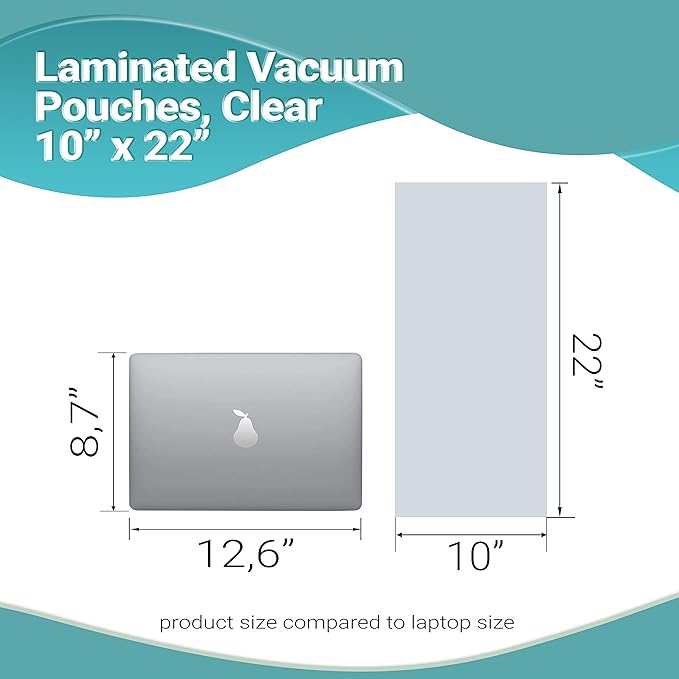 APQ Pack of 500 Jumbo Co-Extruded Vacuum Pouches 10 x 22 Clear Vacuum Food Bags 10x22. Thickness 3 mil. Polyethylene Bags for Packing and Storing Perfect for Industrial, Food Service