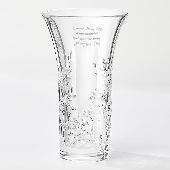 Things Remembered Vera Wang Engraved Crystal Leaf Vase (Free Customization)