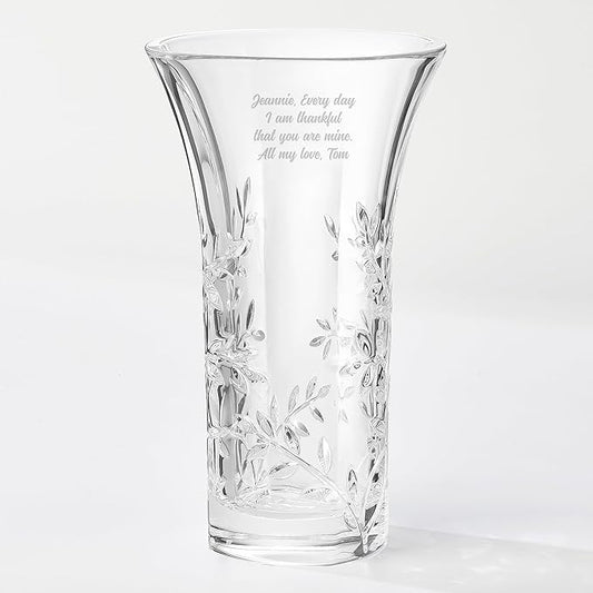 Things Remembered Vera Wang Engraved Crystal Leaf Vase (Free Customization)