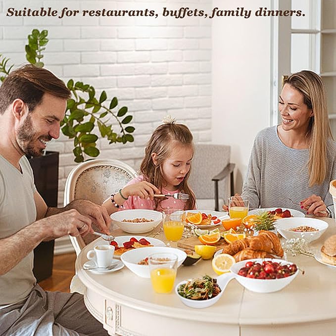 Porcelain Dipping Bowls With Handle, 3.1oz BBQ Sauce Cups, Small Side Dishes for Ketchup, Ice Cream, Desserts