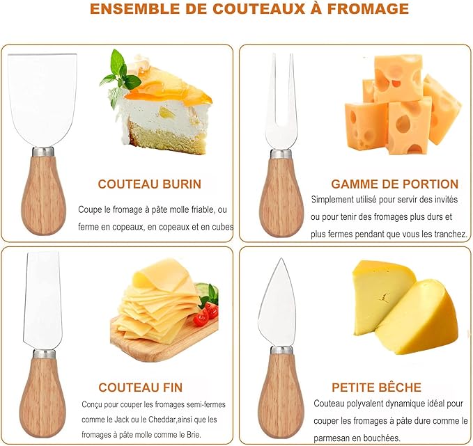 Exquisite 4-Piece Cheese Knives Set, Complete Stainless Steel Cheese Knife Collection (Gift-Ready)