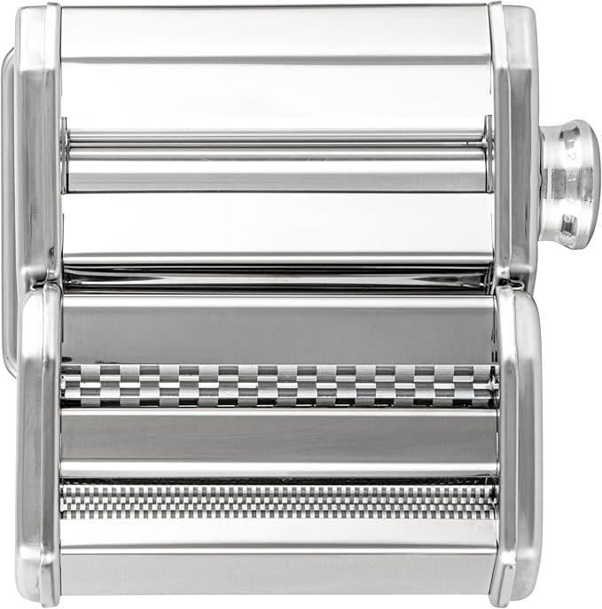 Met Lux Pasta Maker Machine, 1 Pasta Maker With 2 Cutter Attachments - 9 Adjustable Thickness Settings, 5 Piece Set, Stainless Steel Manual Machine, For Fettuccine, Spaghetti