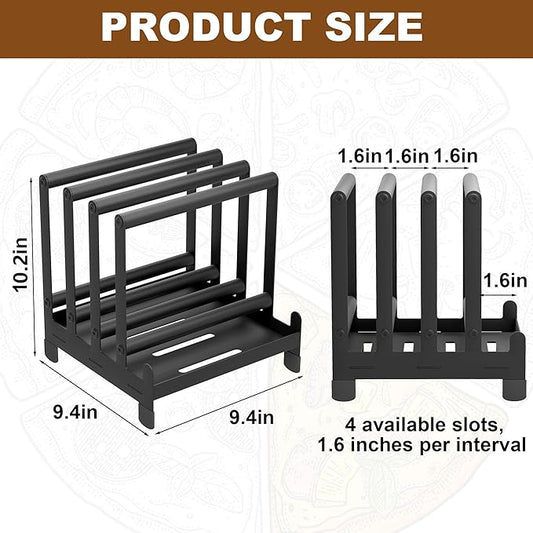 Pizza Peel Rack Steel 4 Available Slots Pizza Paddle Holder Rack with Non-Slip Feet for Pizza Spatula Turner Storage Organizing and Saving Space Pizza Turning Oven Accessories Black