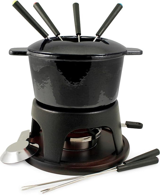 Swissmar Sierra 11 Piece Cast Iron Fondue Set - Metallic Black