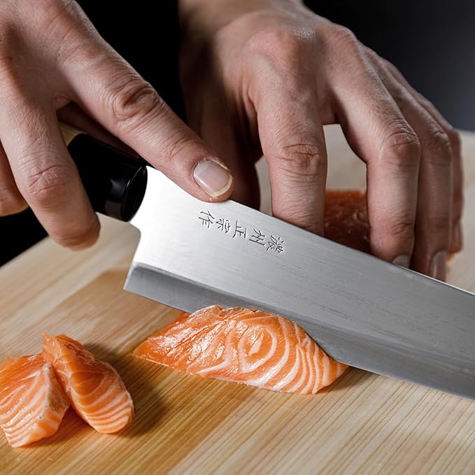 Chef Knife, 8.2 Inch Japanese knife, 濃州正宗作, Stainless steel, plain wood Handle, Kitchen knife, HOUCHO