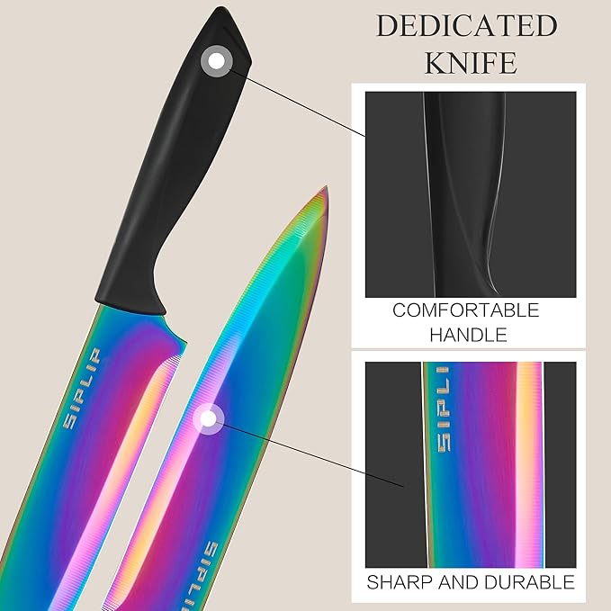 15-Piece High Carbon Stainless Steel Kitchen Knife Set with Magnetic Holder - Includes Chef's, Bread, Serrated Steak Knives and Sharpener