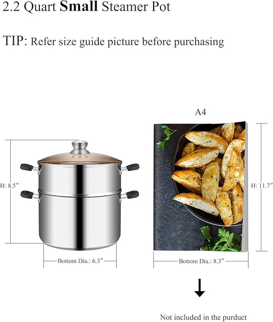 VENTION 7.1 Inch Small Vegetable Steamer Pot, 2.1 QT Induction Stainless Steel Steamer for Cooking, Steam Pot(18cm)