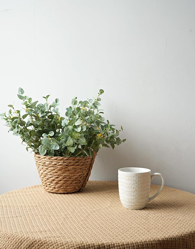 Bosmarlin Ceramic Coffee Mug Set of 4, 12 Oz, Tea Cups, Dishwasher and Microwave Safe (White, 12 oz)