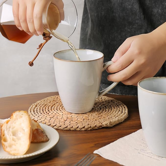 MONITO 17 OZ Coffee Mugs Set of 6, Large Ceramic Coffee Mugs,Modern Coffee Mugs Set with handle for Tea/Latte/Cappuccino/Milk/Cocoa, Funny Tea Cups for Office and Home, Engagement Gifts…