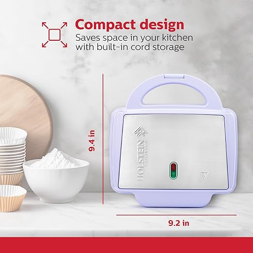Holstein Housewares Non-Stick 6-Count Electric Cupcake Maker Machine – Bakes 6 Cupcakes, Muffins, Pizza Cups, Cinnamon Buns – Perfect for Gifts, Birthdays, Holidays, or Bake Sales, Lavender