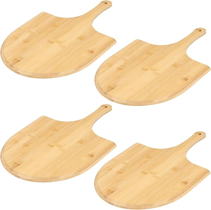 4Pack Natural Bamboo Pizza Spatula, Pizza Peel 11 Inch, Wooden Pizza Spatula Paddle Board for Home Pizza Cutting,Cheese, Bread,Fruit,Vegetable Oragaznie (4)