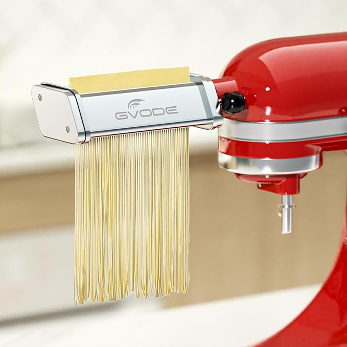 Pasta Attachment for KitchenAid Stand Mixer Included Pasta Sheet Roller, Spaghetti Cutter and Fettuccine Cutter Pasta Maker Stainless Steel Accessories 3Pcs by Gvode