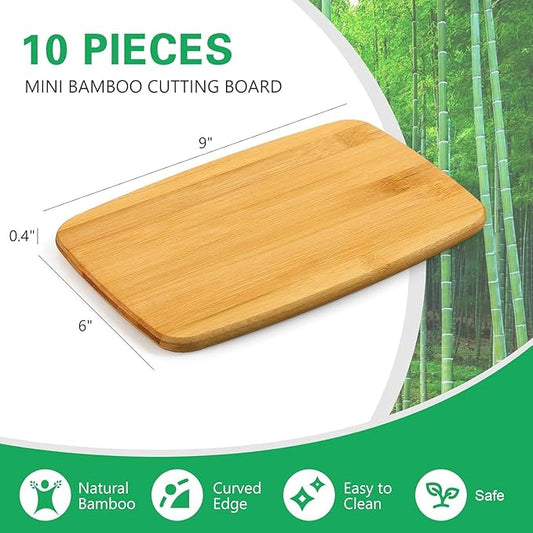 Yinkin 10 Pcs Wood Cutting Board Bamboo Wooden Chopping Board Charcuterie Serving Tray Bulk Laser Engraving Blanks for Pizza Bread Cheese Fruit Kitchen DIY Personalized Housewarming Gifts, 6 x 9 Inch