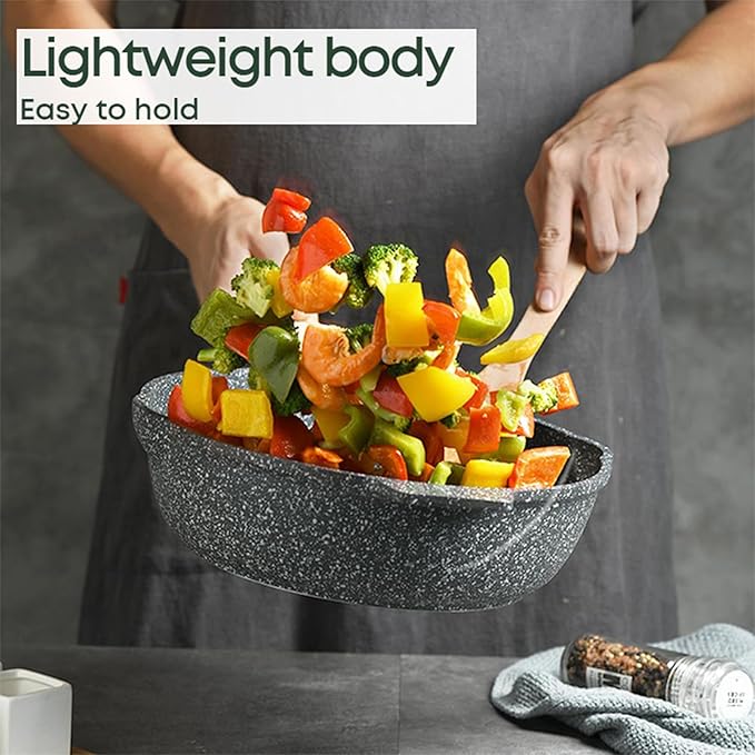 10Pcs Pots and Pans Set,nonstick Cookware Set Kitchen Cooking Set,Non-toxic Healthy Granite Induction Cookware Sets with firm heat-resistant handle(PFOA Free)