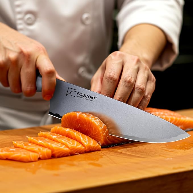 8 Inch Chef Knife, Sharp Kitchen Cutting Knife Japanese High Carbon Steel AUS10 with Ebony Wood Handle, Professional Chefs Knife for Meat Vegetable