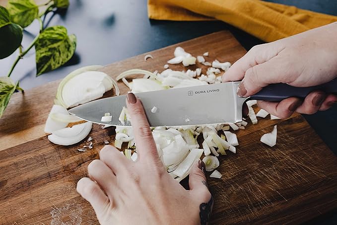 8 Inch Professional Chef Knife – High Carbon Stainless Steel, Razor-Sharp, Versatile Cooking & Cutting Kitchen Knife, Ergonomic Handle, Sleek Black Design