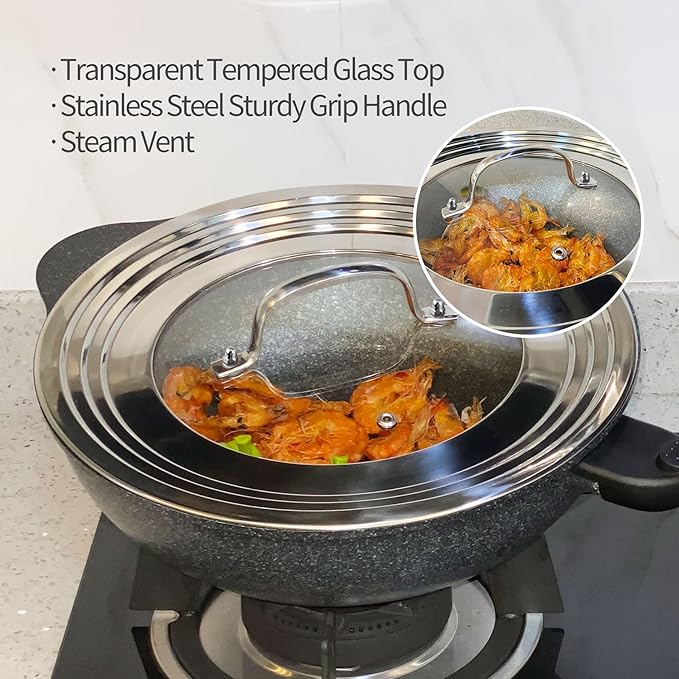 Stainless Steel Universal Lid for Pots, Pans and Skillets-Fits 7" to 12" Replacement Frying Pan Cover and Cast Iron Skillet Lid