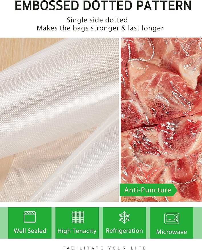 Syntus 11" x 75' and 8" x 75' Food Vacuum Seal Roll Keeper with Cutter Dispenser, Commercial Grade Vacuum Sealer Bag Rolls, BPA Free Food Vac Bags, Ideal for Storage, Meal Prep and Sous Vide